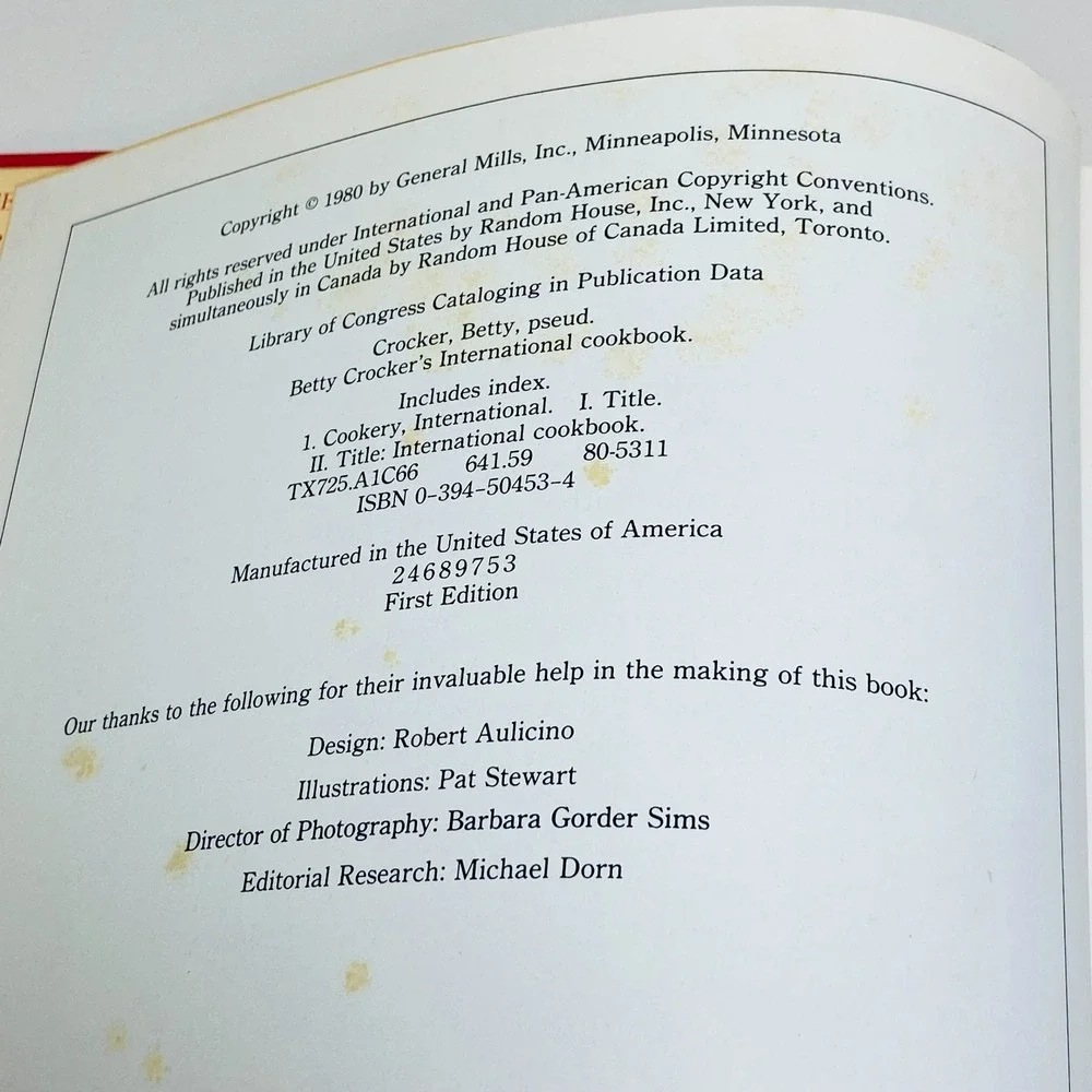 Betty‎ Crocker's International Cookbook Hardcover 1980 1st Edition Cooking